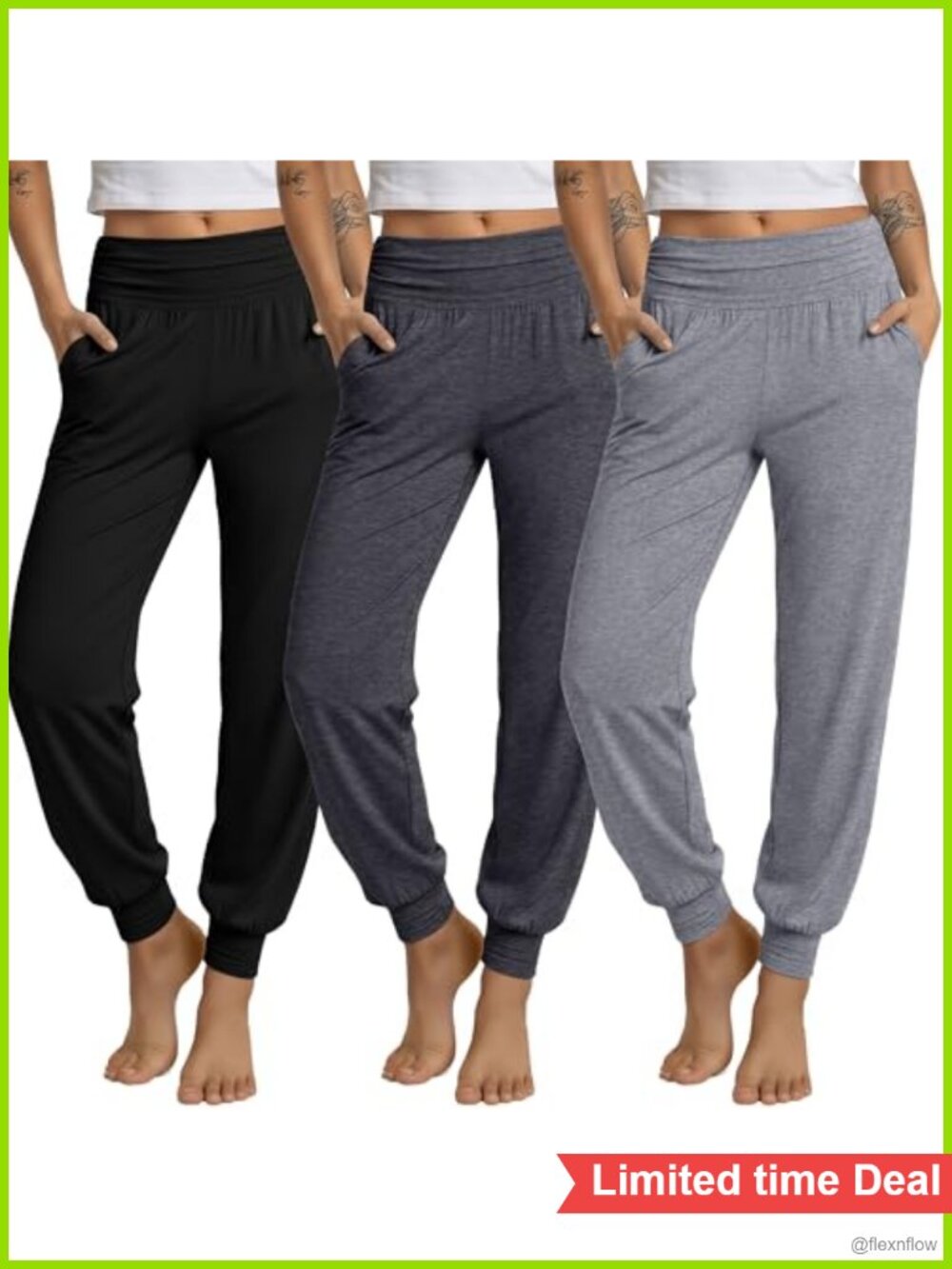 3 Pack Women's High Waisted Joggers Yoga Pants with Pockets